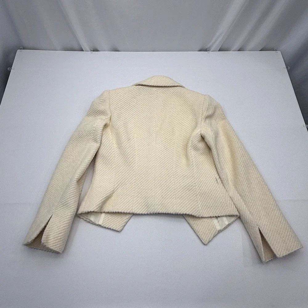 Andrew Gn Paris Asymmetric Jacket Womens 42 Cream Tailored Blazer Crop Coat‎